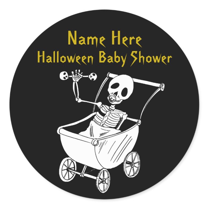 Scary Skeleton Baby Shower Round Stickers
