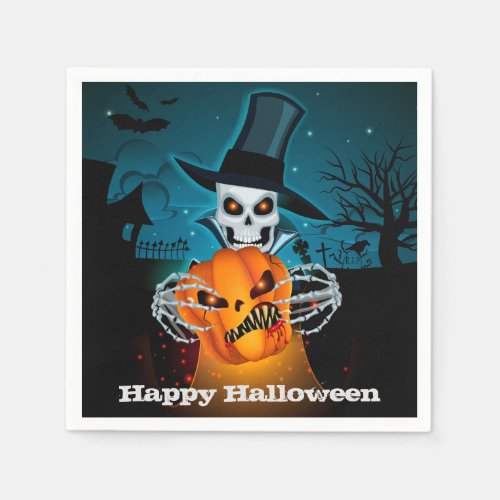 Scary Skeleton Halloween Party Napkins