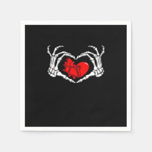 Scary Skeleton Hands And Red Heart Creepy Spooky V Napkins
