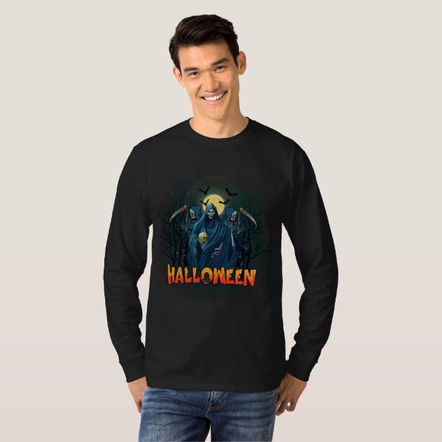 Scary Skeleton Night Halloween, My Halloween Mood. T-Shirt (Front Full)