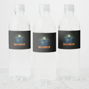 Scary Skeleton Night Halloween, My Halloween Mood. Water Bottle Label