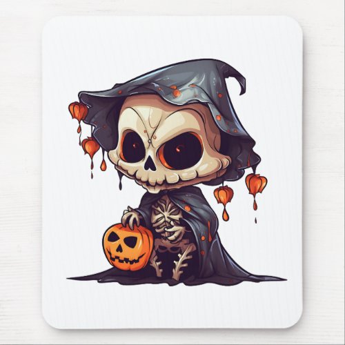 Scary Skeleton with Pumpkin Mouse Pad