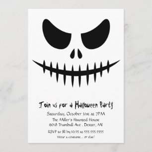 Scary Skeleton zombie Face Halloween Costume Party Invitation