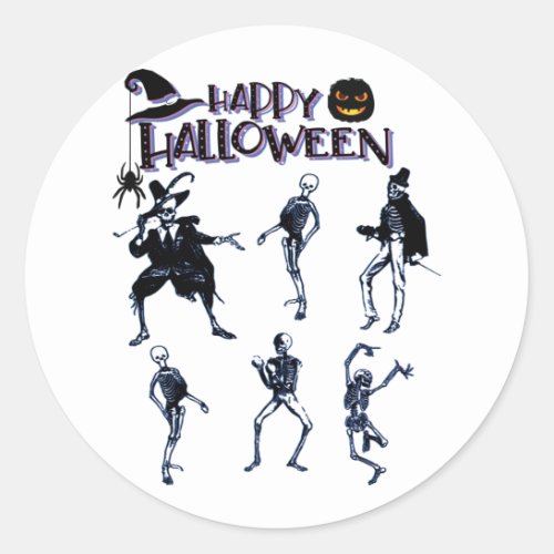 Scary Skeletons Party Classic Round Sticker