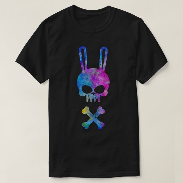 Scary Skull And Crossbones Bad Rabbit Horror Bunny T-Shirt (Design Front)