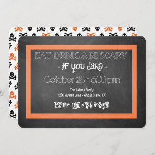 Scary Skull Chalkboard Invite