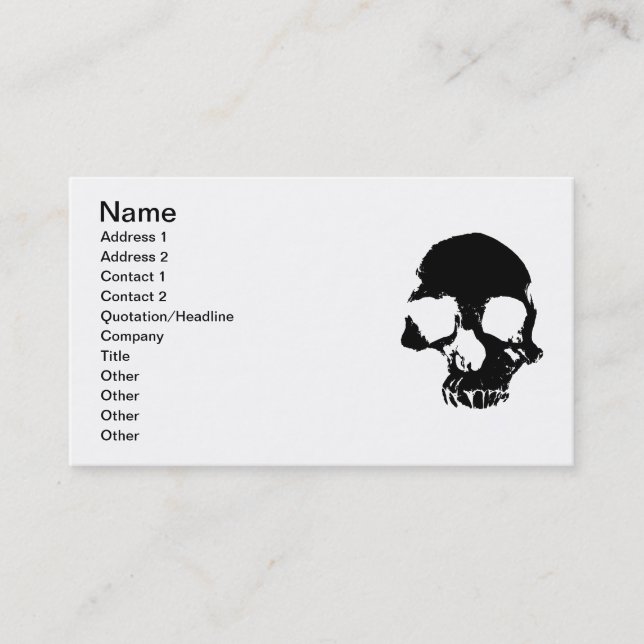 Scary skull cool gothic business cards (Front)
