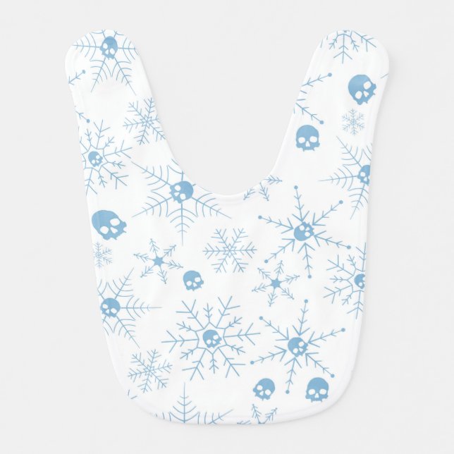 Scary skull Creepmas Christmas Snowflakes Baby Bib (Front)