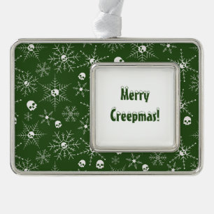 Scary skull Creepmas Christmas Snowflakes green Ornament