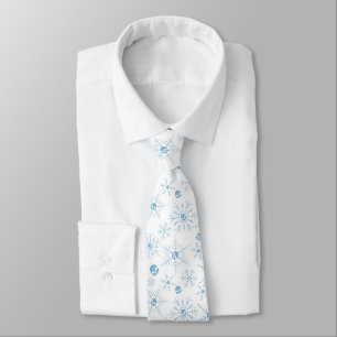 Scary skull Creepmas Christmas Snowflakes Neck Tie