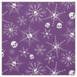 Scary skull Creepmas Christmas Snowflakes Purple Fabric