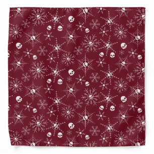 Scary skull Creepmas Christmas Snowflakes red Bandana