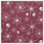 Scary skull Creepmas Christmas Snowflakes Red Fabric