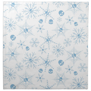 Scary skull Creepmas Christmas Snowflakes white Cloth Napkin