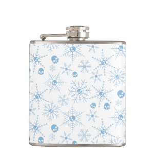 Scary skull Creepmas Christmas Snowflakes white Flask