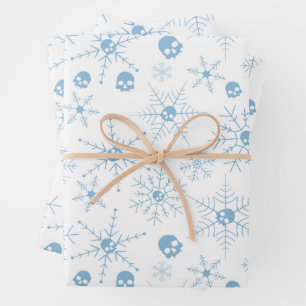 Scary skull Creepmas Christmas Snowflakes Wrapping Paper Sheets