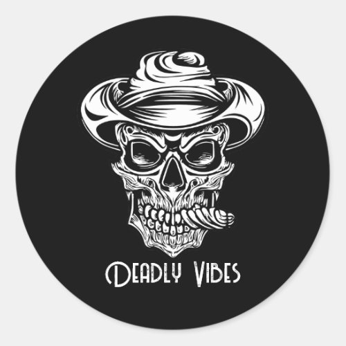 Scary Skull Deadly Vibes Halloween Classic Round Sticker
