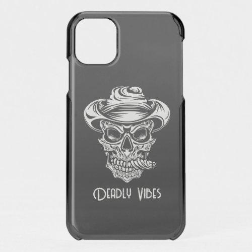 Scary Skull Deadly Vibes Halloween iPhone 11 Case