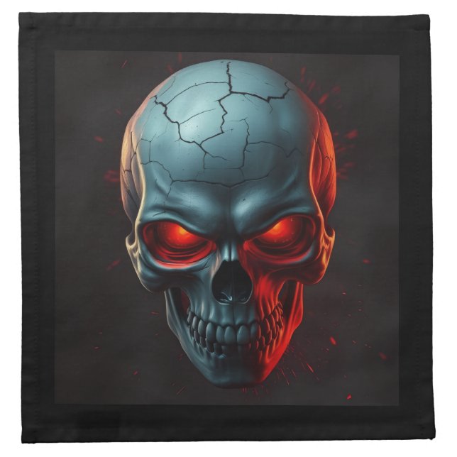 Scary Skull Glow Napkin Gothic Halloween Decor (Front)