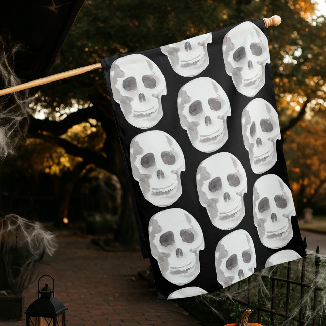 Scary Skull Halloween House Flag | Black & White  (Creator Uploaded)