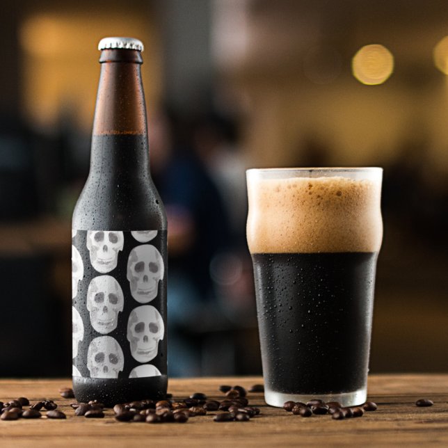 Scary Skull Halloween House Flag | Black & White  Beer Bottle Label (Creator Uploaded)