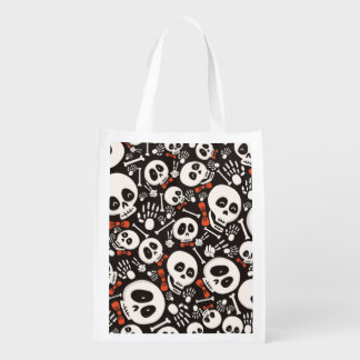Scary Skull Halloween Pattern Grocery Bag