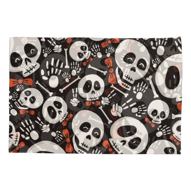 Scary Skull Halloween Pattern Pillow Case (Back)