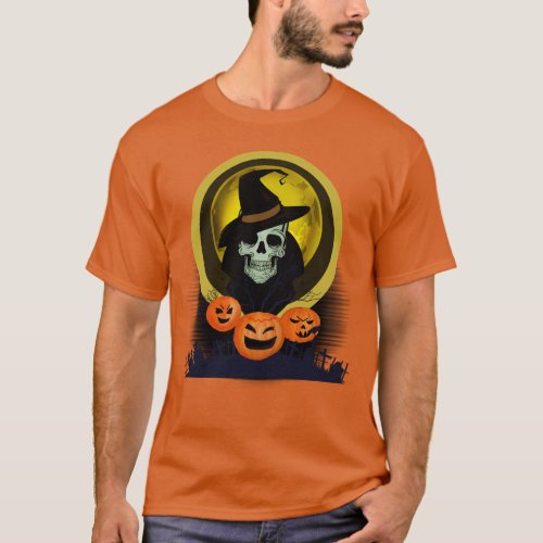 Scary Skull Halloween T_Shirt