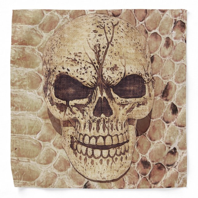 Scary skull on snakeskin bandana (Front)