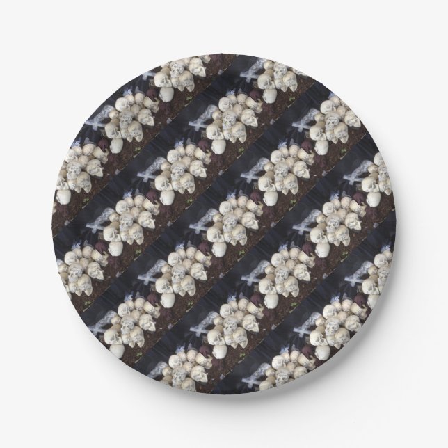 Scary Skulls with popping eyeballs Paper Plates (Front)