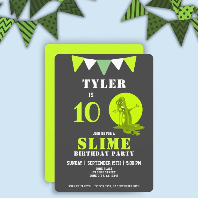 Scary Slime Monster Green Slime Birthday Party Invitation (Creator Uploaded)