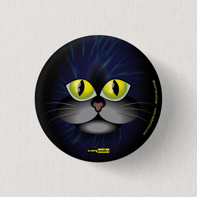 Scary Smiles - Black Cat Pinback Button (Front)