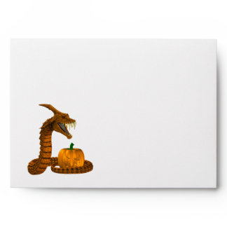 Scary Snake Protecting A Pumpkin Envelope