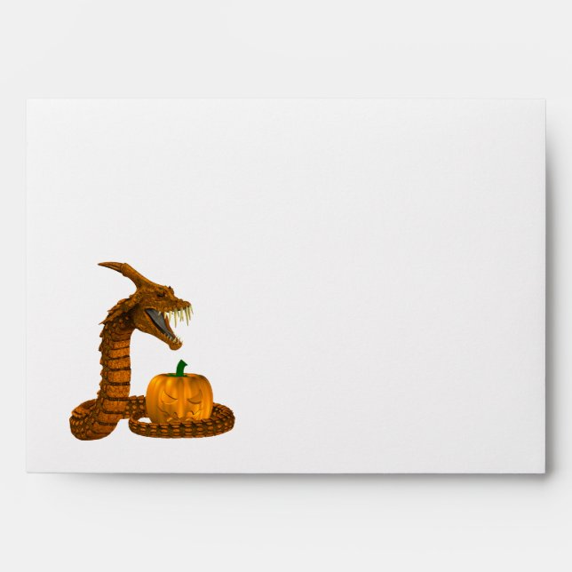Scary Snake Protecting A Pumpkin Envelope (Front)