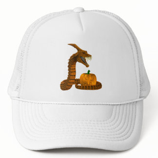 Scary Snake Protecting A Pumpkin Trucker Hat