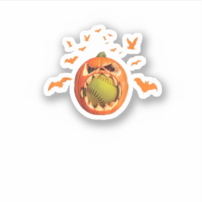 Scary Softball Jack O39Lantern Pumpkin Halloween S Sticker (Front)