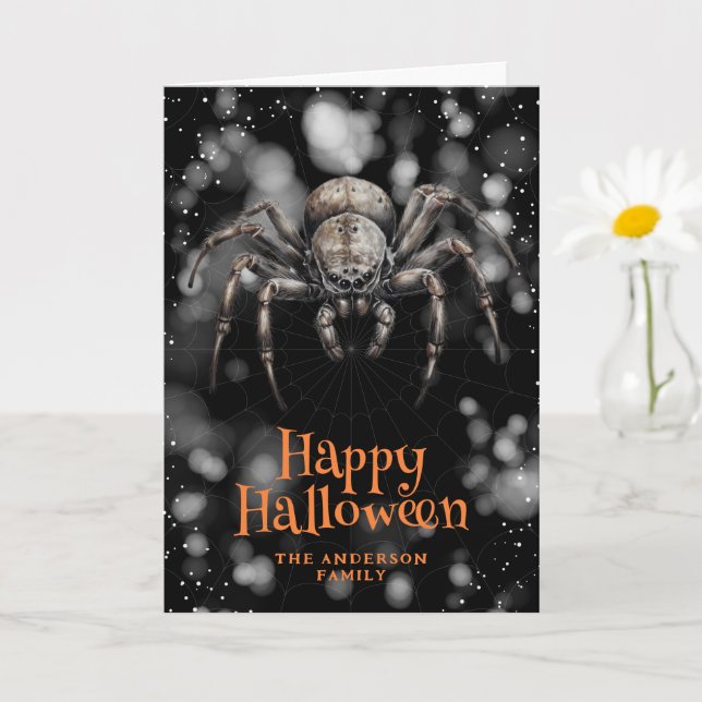 Scary Spider Cobweb Happy Halloween Card (Small Plant)
