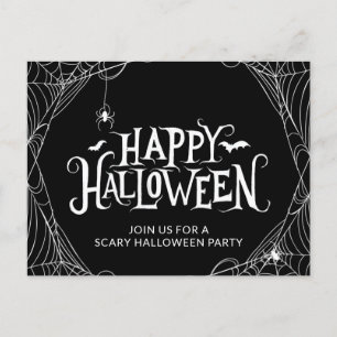 Scary Spider Web Halloween Party Invitation Postcard