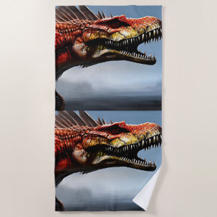 Scary Spinosaurus Dinosaur, Beach Towel
