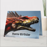Scary Spinosaurus Dinosaur, Big Birthday Card<br><div class="desc">Pictured is a big scary Spinosaurus Dinosaur with a birthday message inside</div>