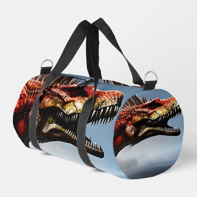 Scary Spinosaurus Dinosaur, Duffle Bag (Left Corner)