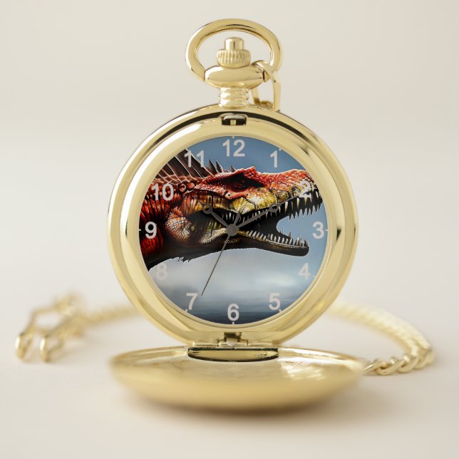Scary Spinosaurus Dinosaur, Pocket Watch (Inside)