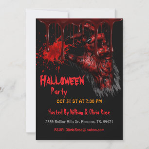 Scary Spooky Bloody Demonic Hands Adult Halloween  Invitation