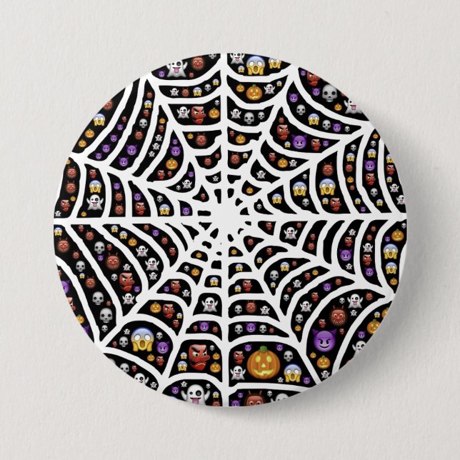 Scary Spooky Cobweb Collage Pinback Button (Front)