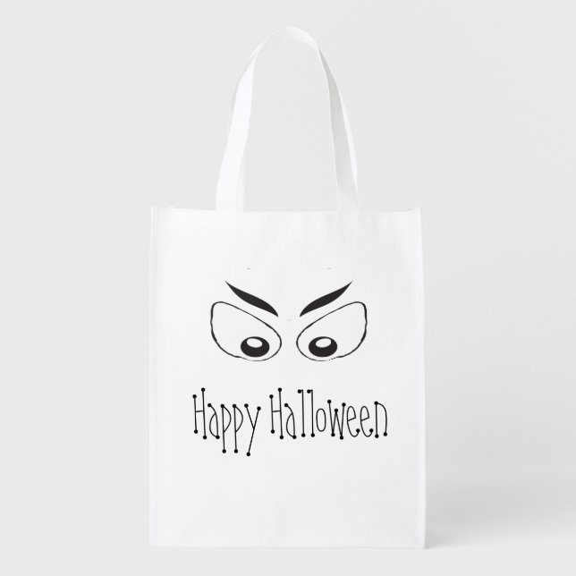 Scary Spooky Eyes Grocery Bag (Front)