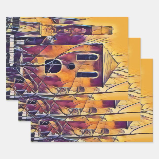 SCARY SPOOKY FUN WRAPPING PAPER SHEETS (Set)