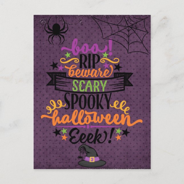 Scary Spooky Halloween Postcard (Front)