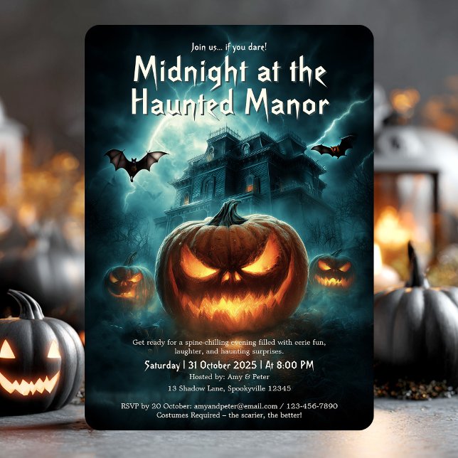 Scary Spooky Haunted House Adult Halloween Party Invitation (Scary Spooky Haunted House Adult Halloween Party Invitation)