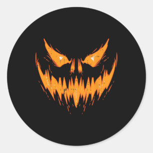 Scary Spooky Jack O Lantern Face Pumpkin Halloween Classic Round Sticker