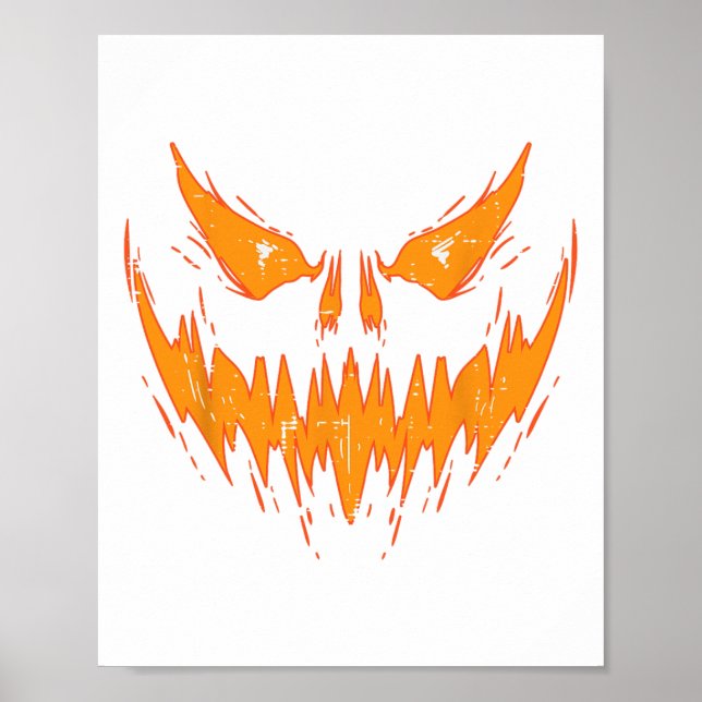 Scary Spooky Jack O Lantern Face Pumpkin Halloween Poster (Front)